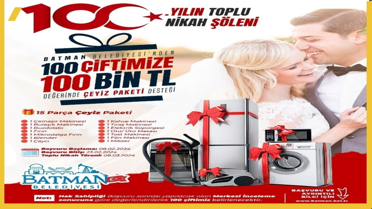 Batman Belediyesinden Evlenecek 100 Cifte Ceyiz Ve Toplu Nikah Destegi
