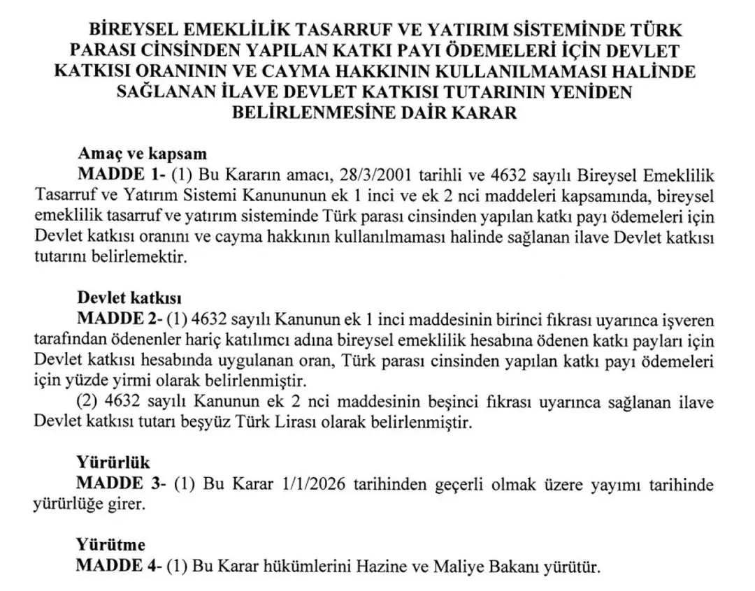 Bireysel Emeklilik Sisteminde Devlet Katkisi Yuzde 30Dan 20Ye Dusuruldu