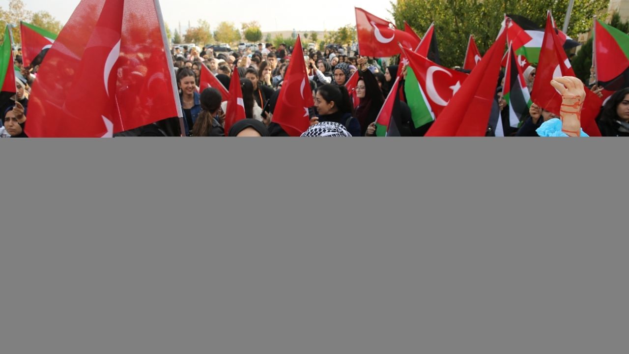 Mardin Artuklu Üniversitesindeki öğrenciler İsrail'i protesto etti