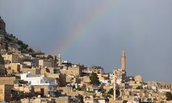 Mardin'de yağışın ardından gökkuşağı oluştu