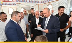 Vali Canalp Veysel Karani Camii İnşaatını İnceledi