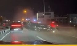 İstanbul’da Refüjü Aştı, Aydınlatma Direğini Devirdi, Ters Döndü