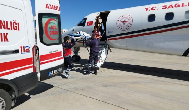 Mardin'de böbrek rahatsızlığı bulunan bebek ambulans uçakla Ankara'ya sevk edildi