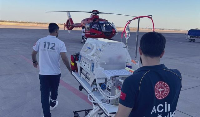 Mardin'de ambulans helikopter bir günlük bebek için havalandı