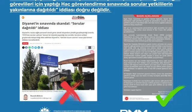 Diyanet'ten Sınavla İlgili Açıklama Geldi