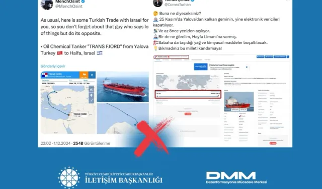 Türkiye’den İsrail’e 'kimyasal yüklü tanker gittiği' iddiaları asılsız