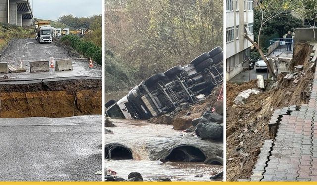 İstanbul'da Sarı Kodlu Sel Felaketi: Sarıyer'de Yol Çöktü, İki Araç Dereye Kapıldı