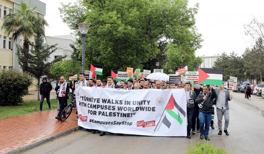 Gaziantep'te üniversite öğrencilerinden ABD'deki Filistin eylemlerine destek